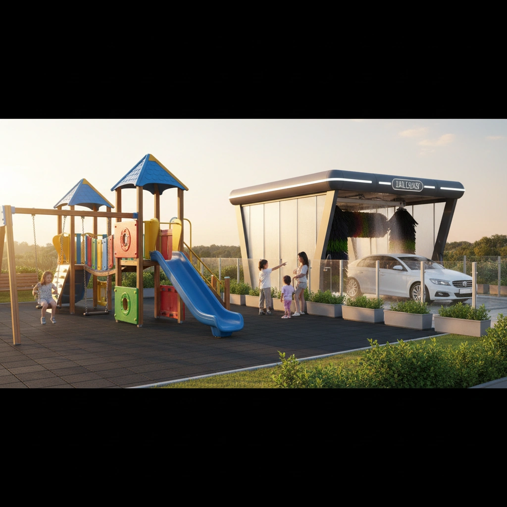 фото Детская площадка у автомойки: маркетинговый ход или необходимость