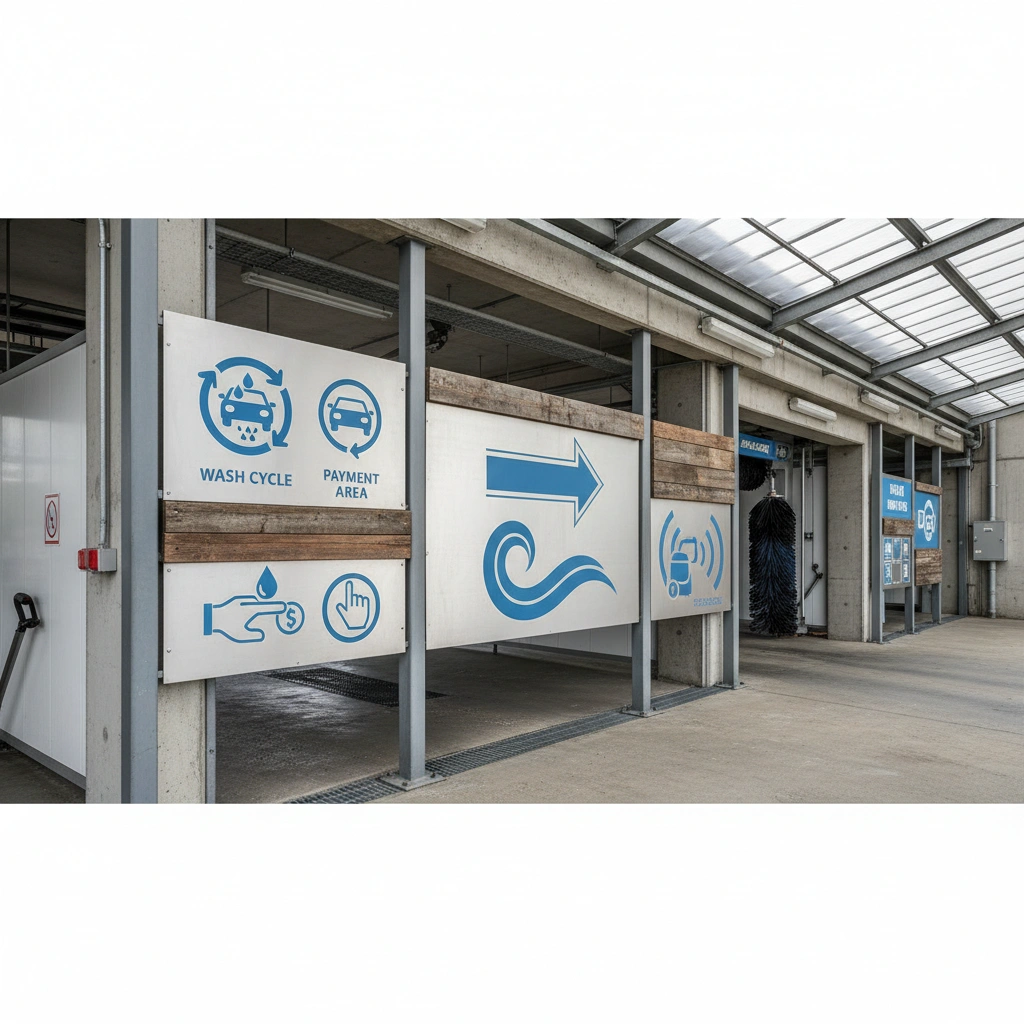 фото Таблички и указатели на автомойке: информативность и дизайн