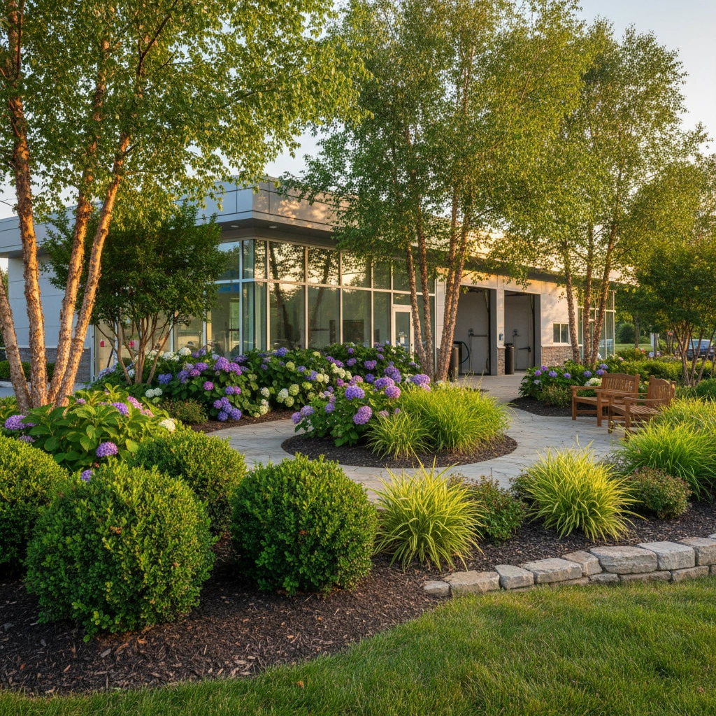 фото Зелёные насаждения у автомойки: благоустройство